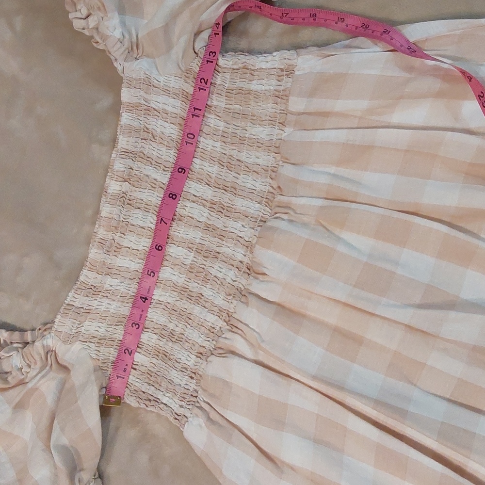 House of Harlow 1960 gingham smocked babydoll mini dress Size L - Picture 5 of 13